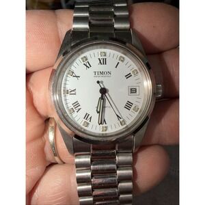 36mm Timon Int 7522/4 Automatic Watch 17 Jewels Date White‎ Dial Presid Bracelet